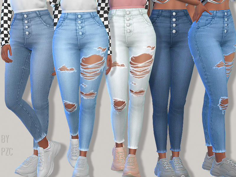 The Sims Resource - University Exposed Button Denim Jeans-Discover ...
