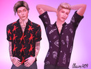 Sims 4 — Tiny Living Button Up Patterned Recolor by claire409 — Use for Males Teen-Elder, 13 Swatches, Needs Tiny Living