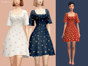 Sims 4 — ChloeM-FrenchFlair Dress by ChloeMMM — **16 colors ** New mesh by me. ** Recolor is allowed but PLEASE DO NOT