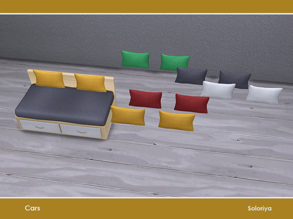 Sims 4 — Cars. Loveseat Pillows by soloriya — Pillows for loveseat. Part of Cars set. 5 color variations. Category: