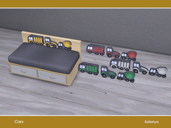 Sims 4 — Cars. Loveseat Pillows, Cars by soloriya — Pillows for loveseat. Part of Cars set. 4 color variations. Category: