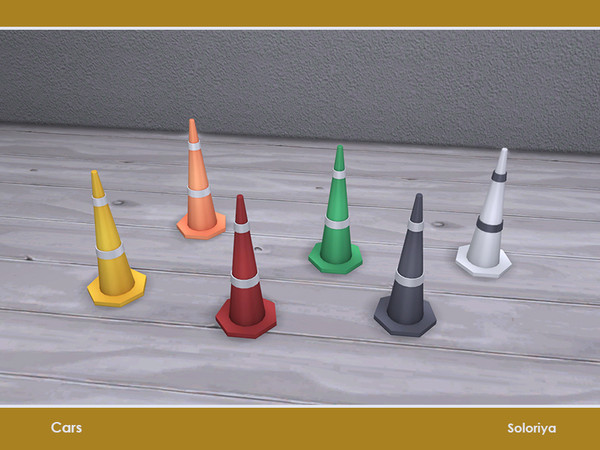 Sims 4 — Cars. Traffic Cone by soloriya — Traffic cone. Part of Cars set. 6 color variations. Category: Decorative -