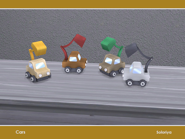 Sims 4 — Cars. Excavator by soloriya — Excavator, decorative toy. Part of Cars set. 4 color variations. Category: