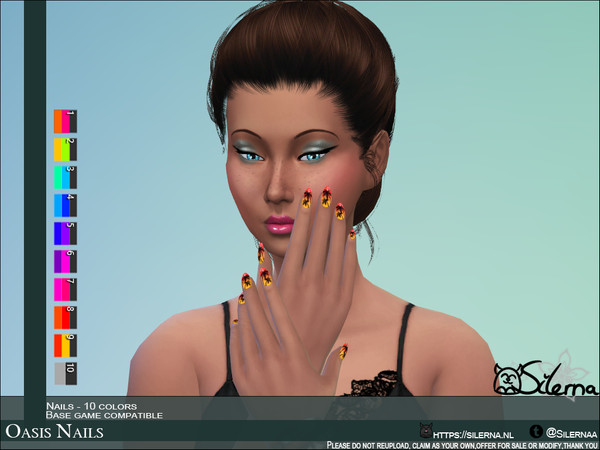 Sims 4 — Oasis Nails by Silerna — This beautiful palm tree nails are the most amazing for the summer fans! Make your sim