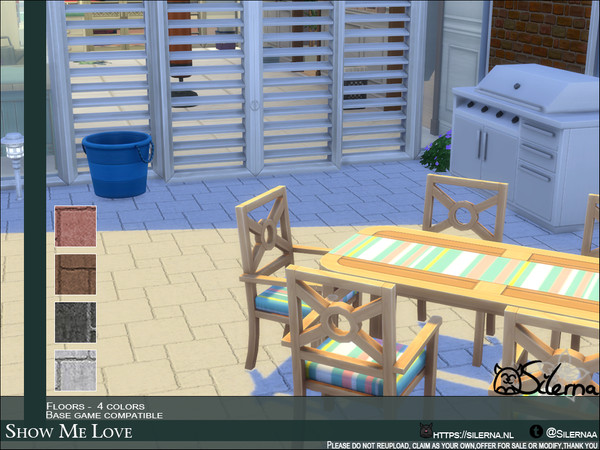 Sims 4 — Show Me Love by Silerna — Beautiful stone-stiles for outside in 4 different shades. -Base game compatible. -4