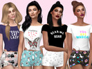 Sims 4 — 'J'adore' Pajama Set - Backyard SP needed by Simlark — Lady sims are going to adore these graphic tees and