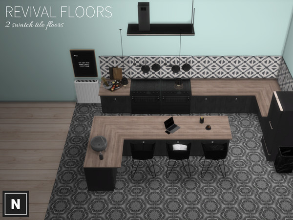 Sims 4 — netsims - revival - tile floor by networksims — A hexagonal tile pattern in two swatches.