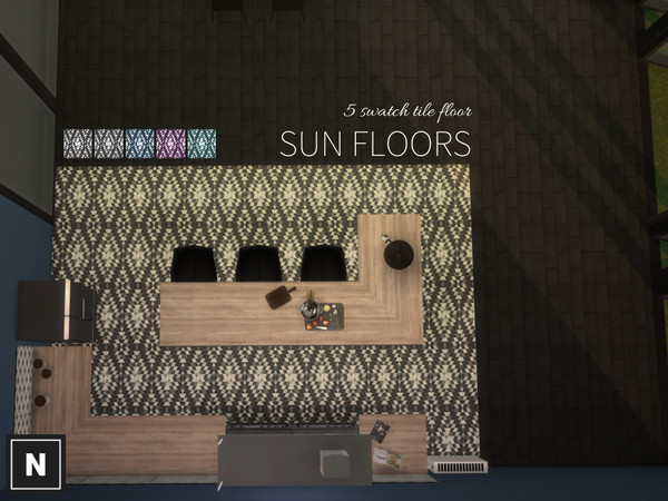 Sims 4 — netsims - sun floors by networksims — A patterned tile floor in five swatches