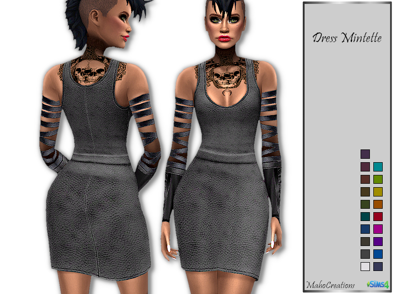 The Sims Resource - Leather Dress Mintette