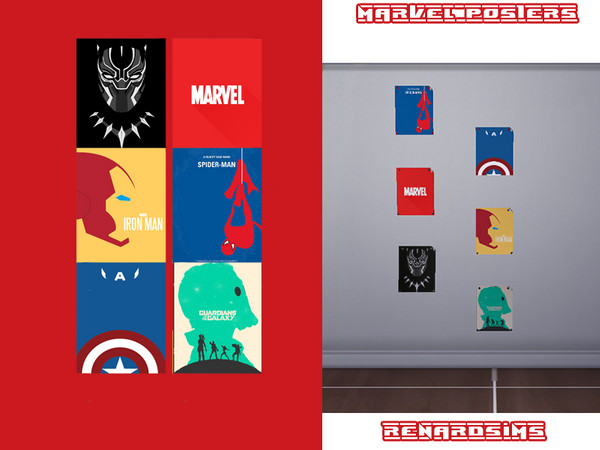 Sims 4 — Marvel Poster Collection by RenardSims — A Marvel poster set for your geeky sims! I find these poster look