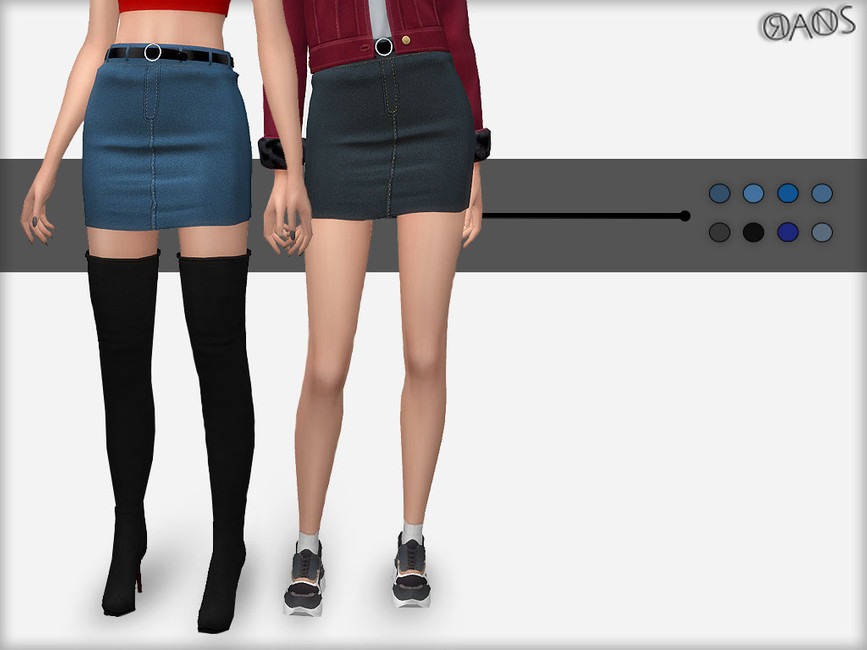 The Sims Resource - Denim Skirt With Belt