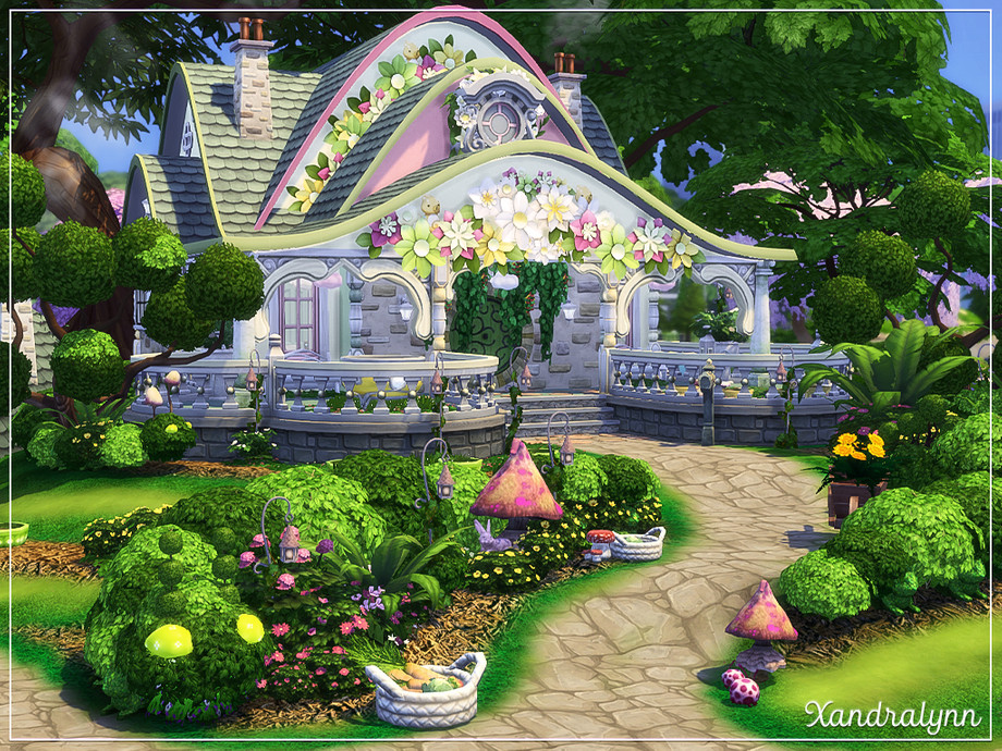 Front view of the flower bunny forest lot sims 4