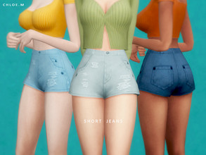 Sims 4 — ChloeM-Short Jeans by ChloeMMM — **10 colors ** New mesh by me. ** Recolor is allowed but PLEASE DO NOT include