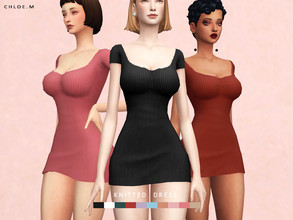 Sims 4 — ChloeM-Knitted Dress03 by ChloeMMM — **10 colors ** New mesh by me. ** Recolor is allowed but PLEASE DO NOT