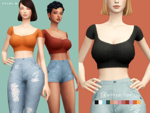Sims 4 — ChloeM-Knitted Top by ChloeMMM — **12 colors ** New mesh by me. ** Recolor is allowed but PLEASE DO NOT include