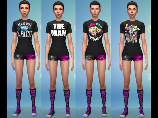 Sims 4 — WWE Women's Shirts by MilanRKO — WWE Shirts - Alexa Bliss - Seales With A Bliss - Becky Lynch - The Man - Alexa