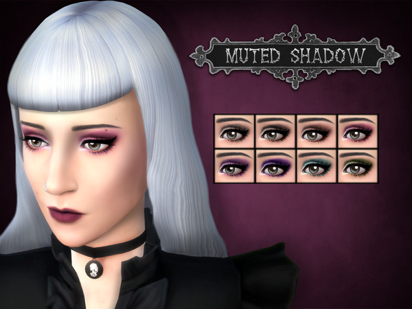 Sims 4 — Muted Shadows by Batterfang — New colors of a base game eye shadow.