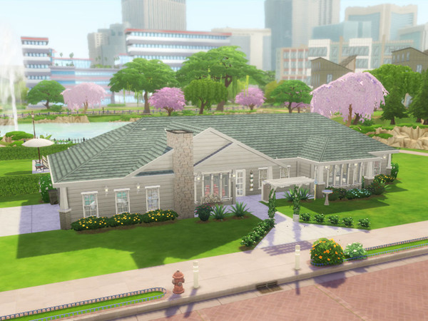 Sims 4 — Hamptons Family Home No CC by one_directioner2 — Hamptons inpired one story family home. With greenhouse, kids'
