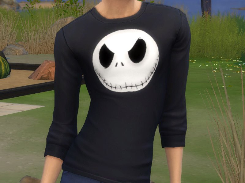 Sims 4 The Sims Resource | Jack Skellington Face Male T-Shirt Rolled 17 by TSR Creator