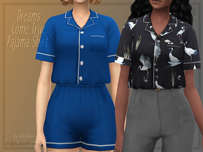 Sims 4 — Trillyke - Dreams Come True Pajama Shirt by Trillyke — Tucked in, button-up shirt in many swatches. It works
