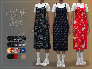 Sims 4 — Trillyke - Trust Me Dress by Trillyke — One-piece midi dress with a white undershirt. Inspired by the Ribbon
