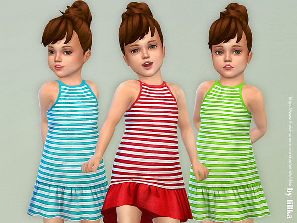 Sims 4 — Toddler Dresses Collection P130 [NEEDS TODDLER STUFF] by lillka — Toddler Dresses Collection P130 3 colors YOU