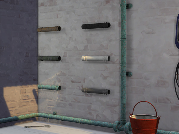 Sims 4 — Ringed Horizontal Pipe by Cyclonesue — A 1 x 1 section of pipe from my pipe sets. Comes in 6 nice and