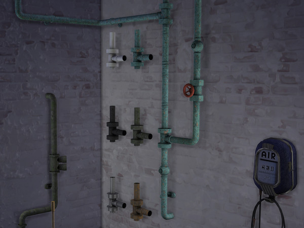 Sims 4 — Vertical Pipe Intersection (right) by Cyclonesue — A 1 x 1 section of pipe from my pipe sets. Comes in 6 nice