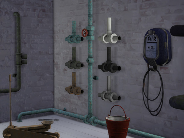 Sims 4 — Horizontal Pipe Intersection (up) by Cyclonesue — A 1 x 1 section of pipe from my pipe sets. Comes in 6 nice and