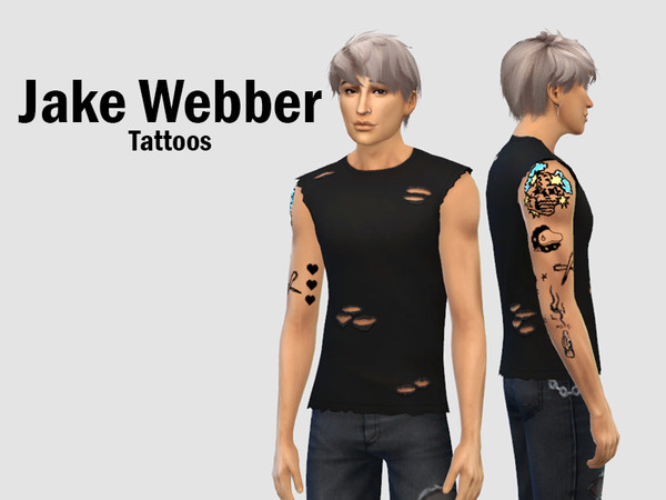 Sims 4 — Jake Webber tattoos by Livvy1811 — Tattoos inspired by Jake Webber Includes 1 swatch