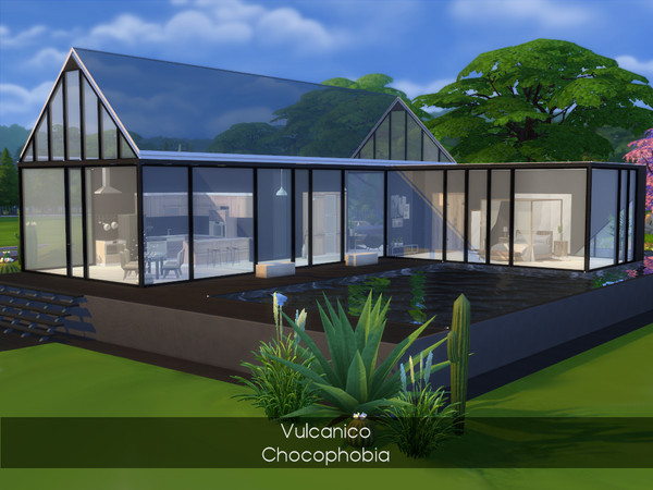 Sims 4 — Vulcanico House by Chocophobia — A cozy home for a couple with a kitchen, dining room, living room, bathroom and