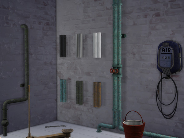 Sims 4 — Double Vertical Pipe by Cyclonesue — A 1 x 1 section of pipe from my pipe sets. Comes in 6 nice and not-so-nice