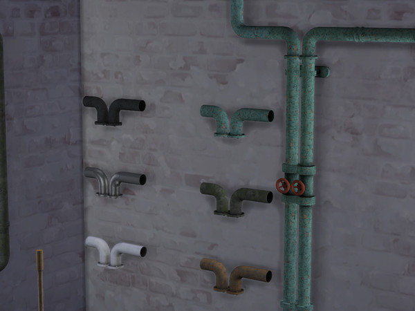 Sims 4 — Double Pipe Split (up) by Cyclonesue — A 1 x 1 section of pipe from my pipe sets. Comes in 6 nice and