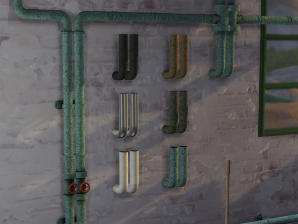 Sims 4 — Double Bend Into Wall (down) by Cyclonesue — A 1 x 1 section of pipe from my pipe sets. Comes in 6 nice and