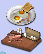 Sims 2 — Fried Eggs with Bacon by Exnem — This is a new option for your sims to cook for breakfast, fried eggs with a