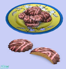 Sims 2 — Assorted Cookies Col#1 - Chocolate Cover by Exnem — Chocolate and cherry marble covered cookies.