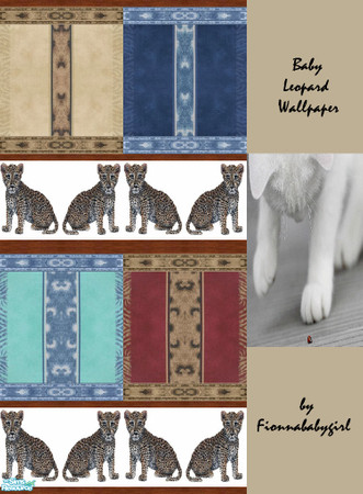 Sims 2 — Baby leopard set by fionnababygirl — This is a set of 4 walls featuring baby leopards along the base and leopard