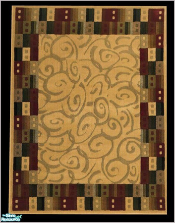 Sims 2 — NK Not Quite Oriental Rugs - Tan MW Sqr by MoMama — A tan rug surrounded by rectangles with a midwestern tone.
