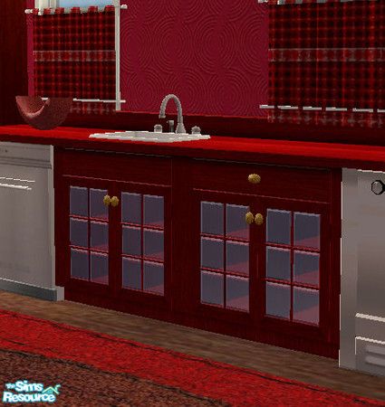 Sims 2 — Cherry Wood Kitchen Set - Cabinets by RockinRobin — Part of the Cherry Wood Kitchen Set. This is a recolor of