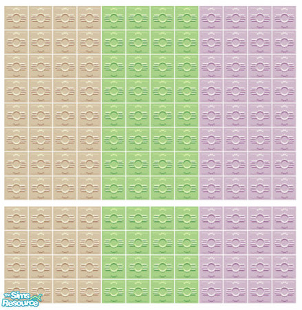 Sims 2 — Futurama Tile Set by s00z — Three tiled walls wtih coordinating floors.