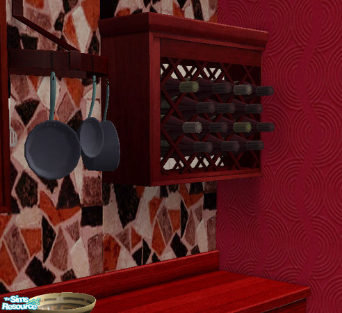 Sims 2 — Cherry Wood Kitchen- Wine Rack by RockinRobin — Part of the Cherry Wood Kitchen Set.
