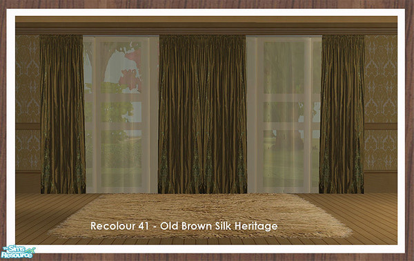 Sims 2 — Curtain Recolour - Old Brown Heritage by simtomatic — Recolours all files in old brown silk heritage.