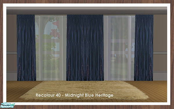 Sims 2 — Curtain Recolour - Midnight Heritage by simtomatic — Recolours all files in midnight blue silk heritage.