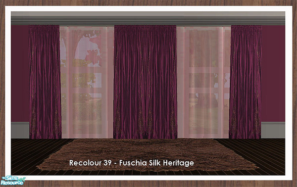 Sims 2 — Curtain Recolour - Fuschia Heritage by simtomatic — Recolours all files in fuschia silk heritage.