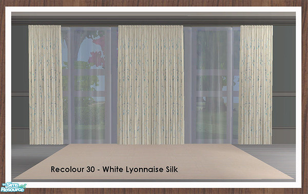 Sims 2 — Curtain Recolour - Lyonnaise Silk by simtomatic — Recolours all files in white Lyonnaise silk.