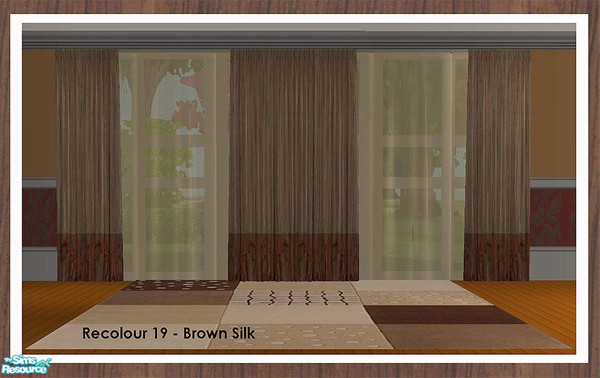 Sims 2 — Curtain Recolour - Brown Silk by simtomatic — Recolours all files in brown silk.