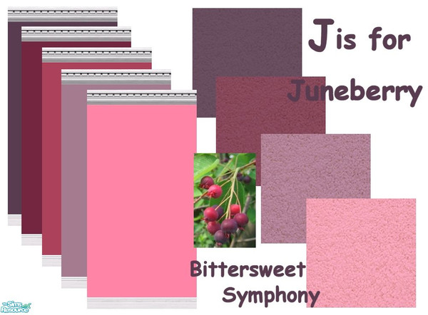Sims 2 — J is for Juneberry by Bittersweet_Symphony — More walls and carpets in colors that can be found in a Juneberry.