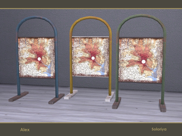 Sims 4 — Alex. Floor Sign with a Map by soloriya — Floor sign with a map. Part of Alex set. 3 color variations. Category: