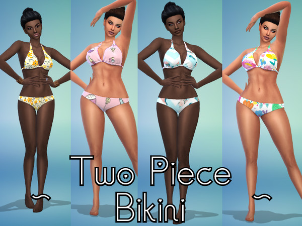 Sims 4 — Cute Bikini (Top and Bottom) by ZWHsims — a cute bikini with various patterns