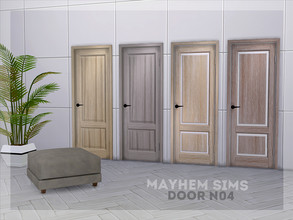 Sims 4 — Door N04 by mayhem-sims — 4 colors new HQ texture New door handle mesh, all LODs Base game compatible